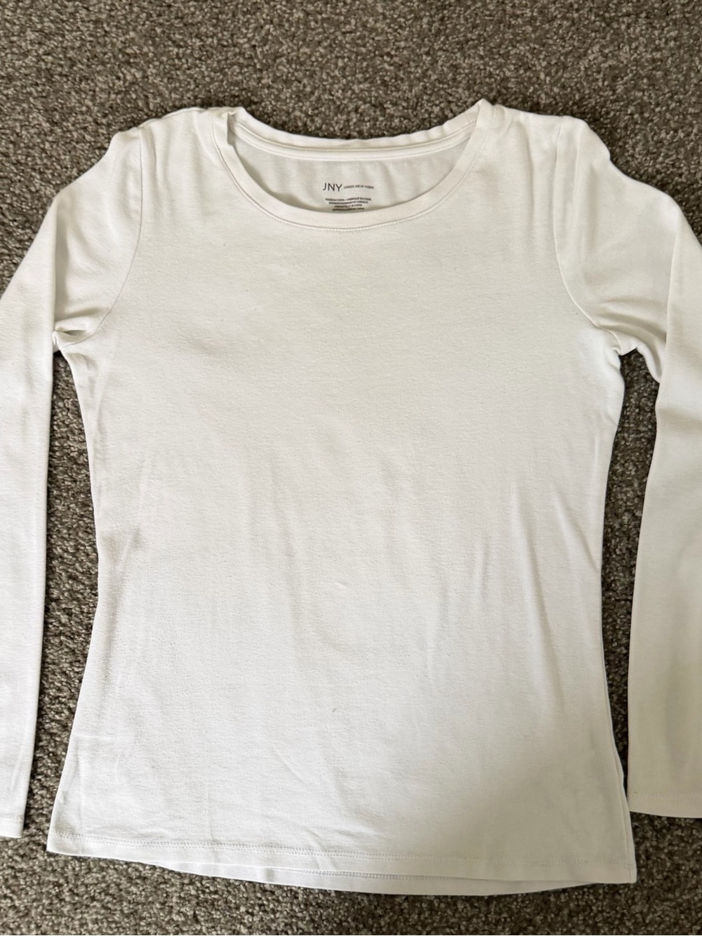 Jones New York White Crew Neck Long Sleeve Tee